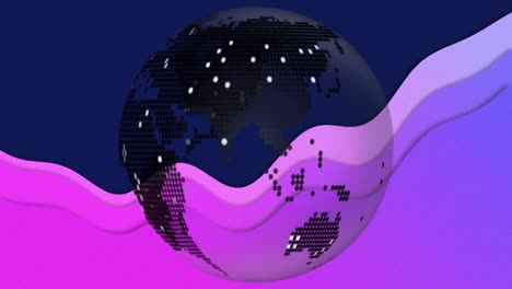 Animation-Eines-Sich-Drehenden-Globus-Auf-Abstraktem-Violettem-Hintergrund