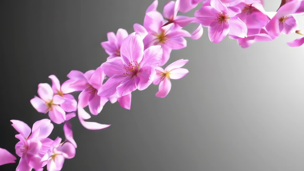 Pink Cherry Blossoms Falling on a Gradient Background
