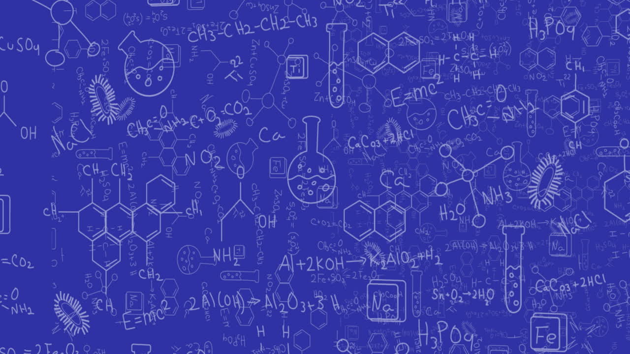 Animation of scientific data processing over blue background