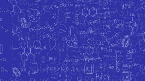 animación del procesamiento de datos científicos sobre un fondo azul.