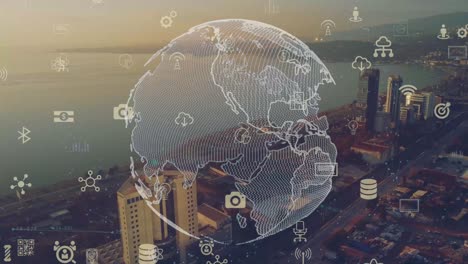 concepto de ciudad inteligente y red de comunicación.