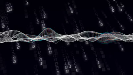 Animation of white shapes moving over binary coding