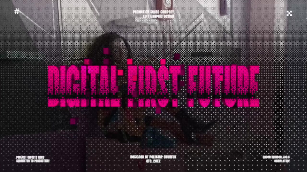 Texto Futuro 'Digital First' com Efeito Glitch Pixelizado
