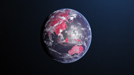 animation of the planet earth spinning around and changing colors in a blue dark background