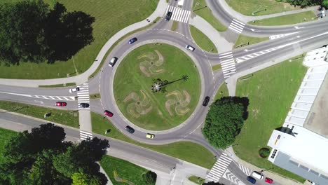 aerial view of traffic roundabout intersection, town of cakovec in croatia