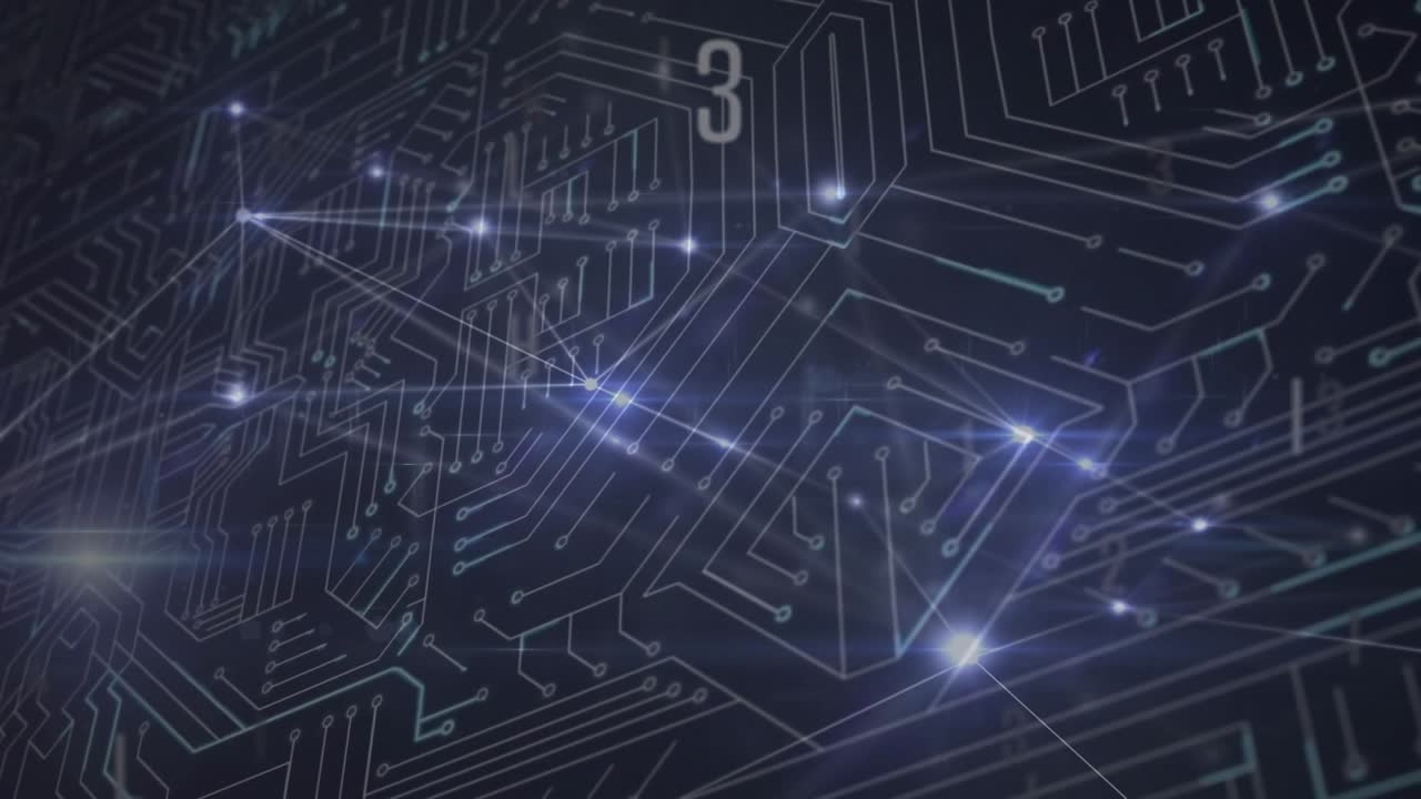 Animation af databehandling på sort baggrund
