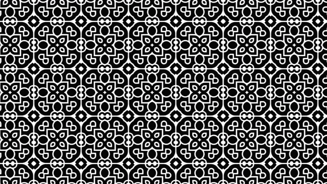 Seamless tile pattern animation with floral signs. Panning