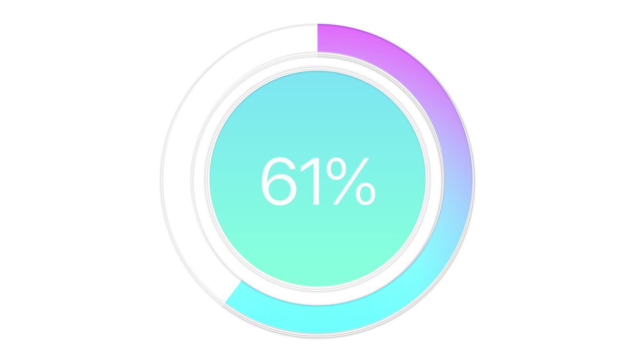 icono del círculo del porcentaje de carga con un suave gradiente de color azul verde y rosa, sobre un fondo blanco