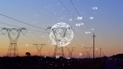 animación del globo con números sobre los pilones