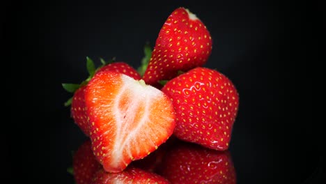 seasonal fruity eco strawberries bunch on turntable