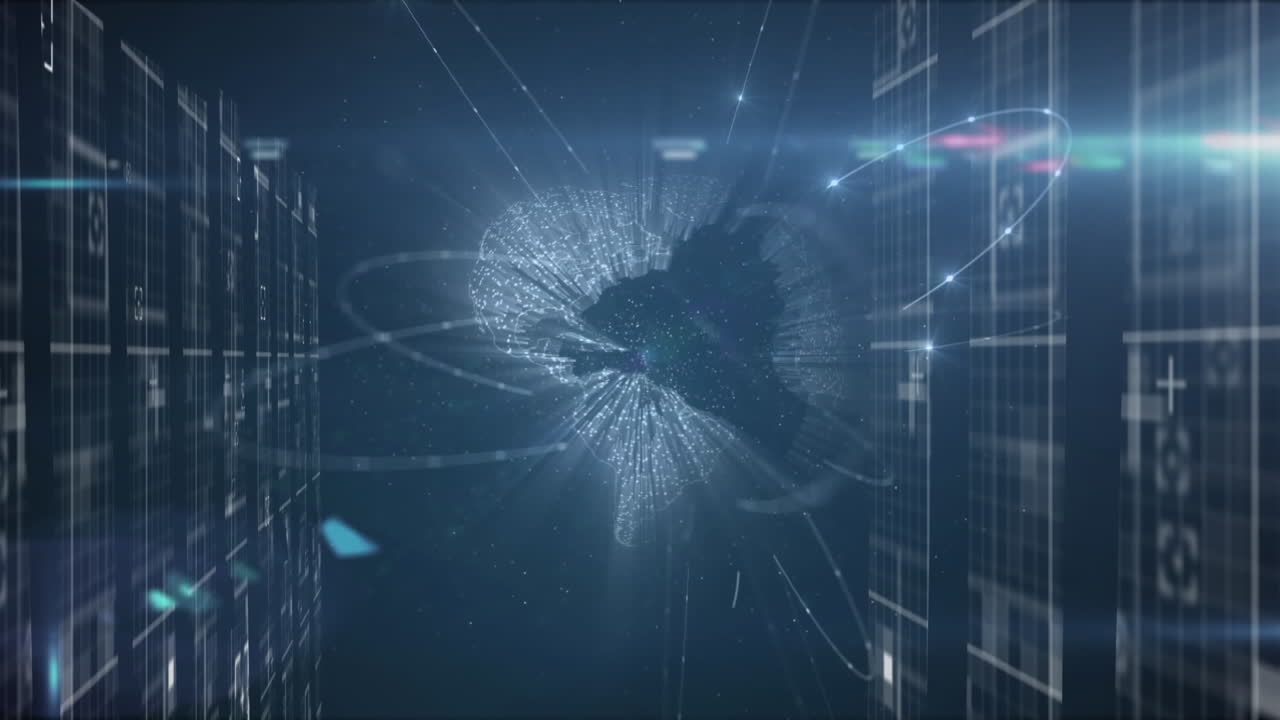 Globe spinning against blue background