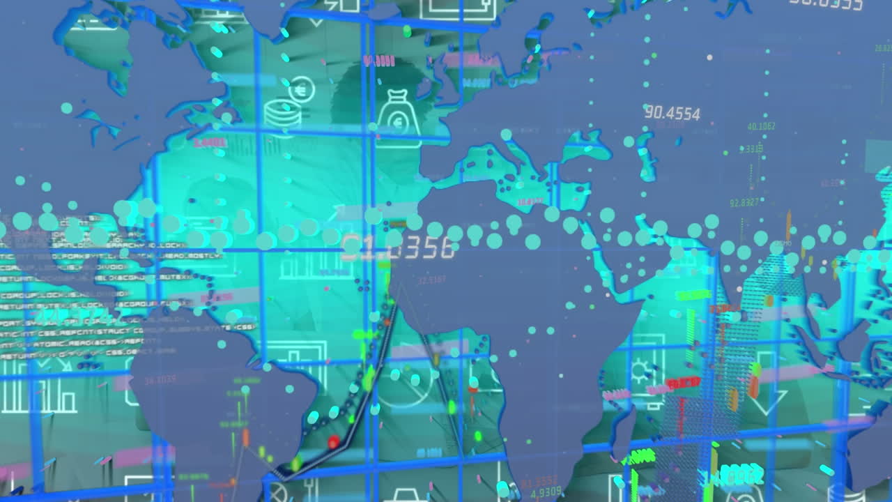 세계 지도를 통해 데이터 처리의 애니메이션