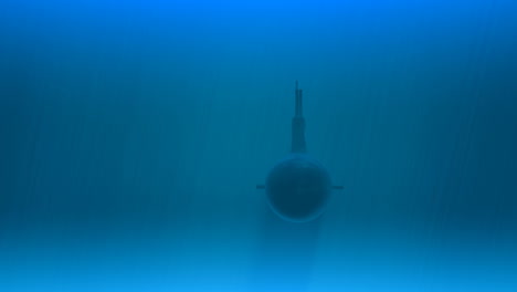 el submarino amarillo de diseño de dibujos animados está en su expedición de aventura nadando bajo el agua e inmersionándose en el agua. el buque de guerra de metal utiliza un periscopio.