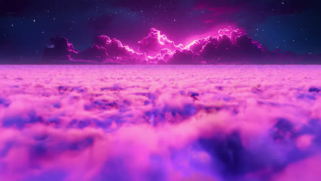 loop stunning and breathtaking neon mountain landscape that rises majestically above the clouds