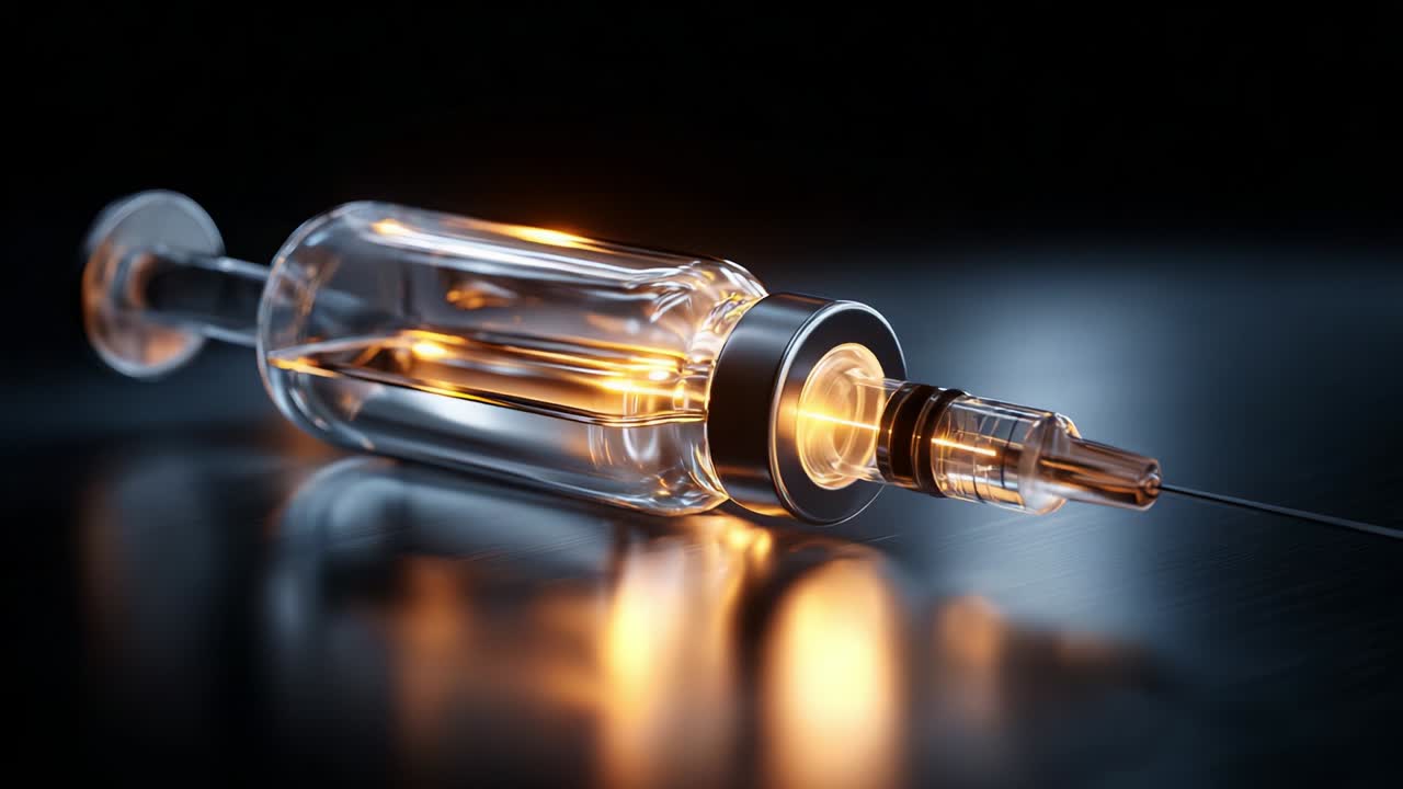 A Close-Up of a Glimmering Syringe Captured in Dramatic Lighting, Highlighting Its Sleek Design and Precision Tip, Emphasizing the Intricacies of Medical Equipment and Its Role in Healthcare Practices