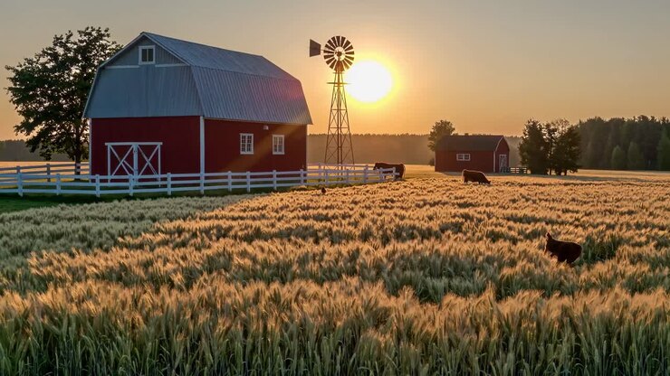 Sonnenaufgang auf der Farm