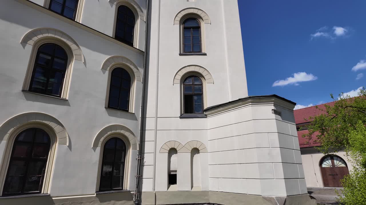 Old castle white tower in Zywiec