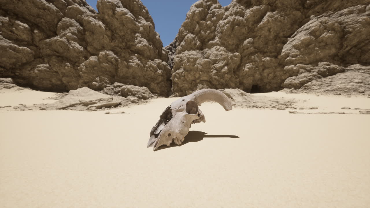 cráneo de animal en un cañón del desierto