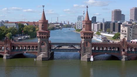 summer day east west berlin border river bridge germany