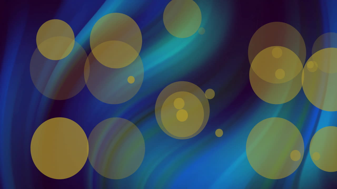 Animation de taches lumineuses jaunes sur des traînées de lumière bleues sur fond noir
