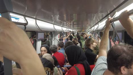 a crowded train car