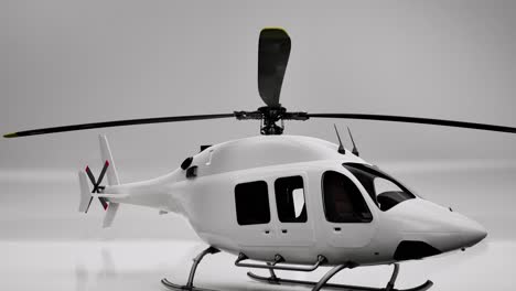 white helicopter 3d model on white background, 3d animation, camera zoom out