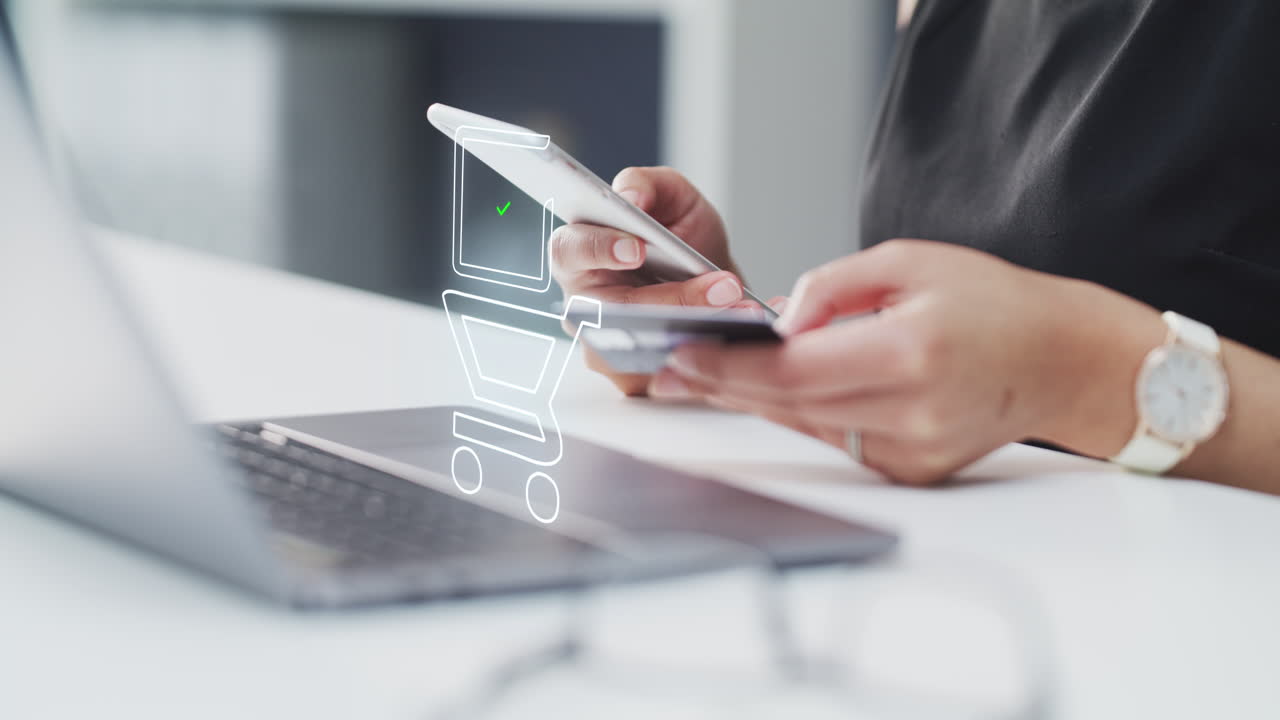 compra en línea de la mano de la mujer