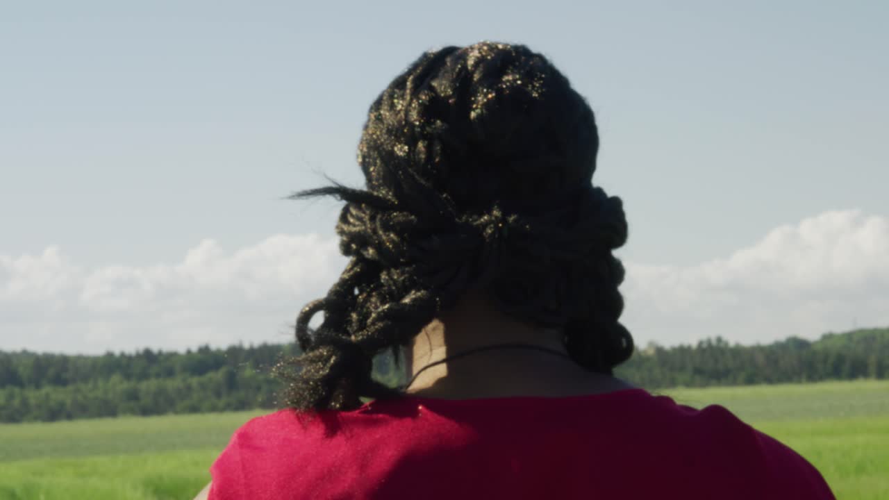 Samson scanning the surrounding landscape, Biblical character with long dreads, Israelite warrior and judge, black male in old testament, Christian