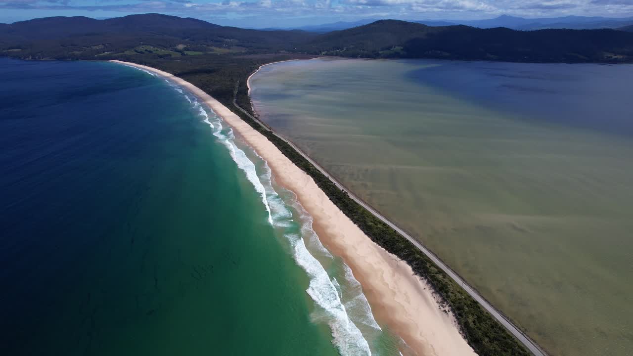 Bruny Island - Scenic Beach And Conservation Area In Tasmania, Australia - Drone Shot