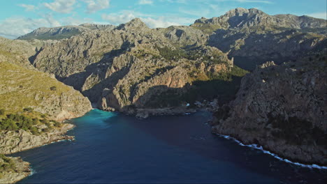 sa calobra beach near the steepy rocky cliffs and torrente de pareis at balearic island in mallorca, spain