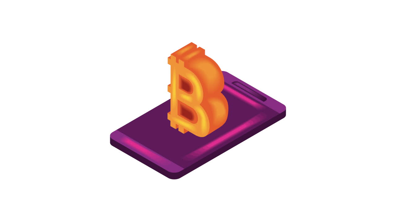 bitcoin crypto money in smartphone animation
