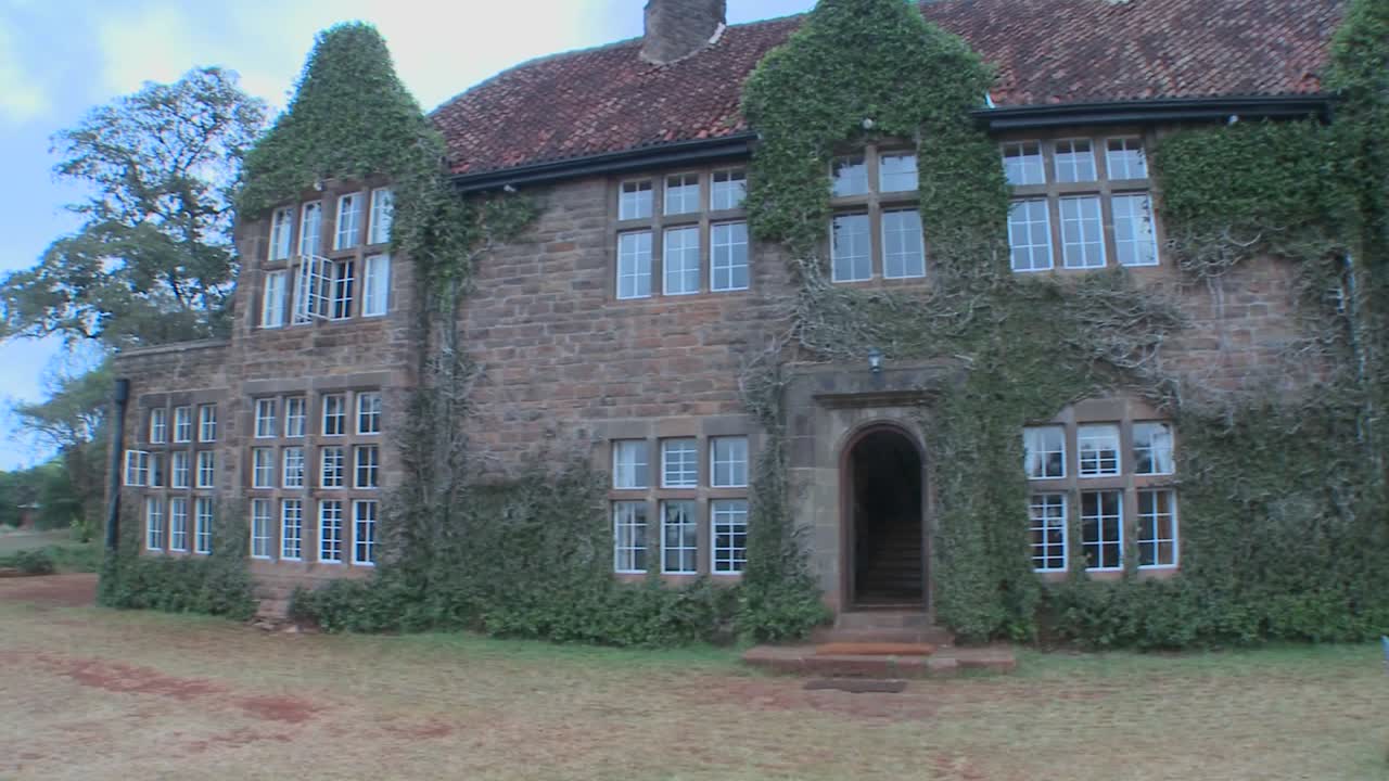 케냐의 옛 저택 밖을 돌아다니는 기린 3