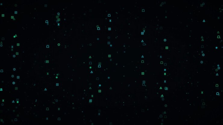 Abstract Digital Background With Floating Geometric Icons