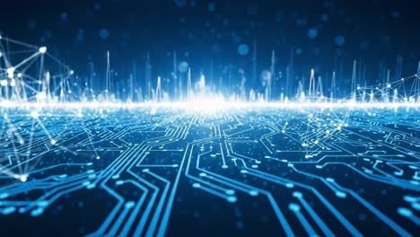 a stunning visual representation of digital connectivity: exploring the intricacies of circuit patterns illuminated by a brilliant light source