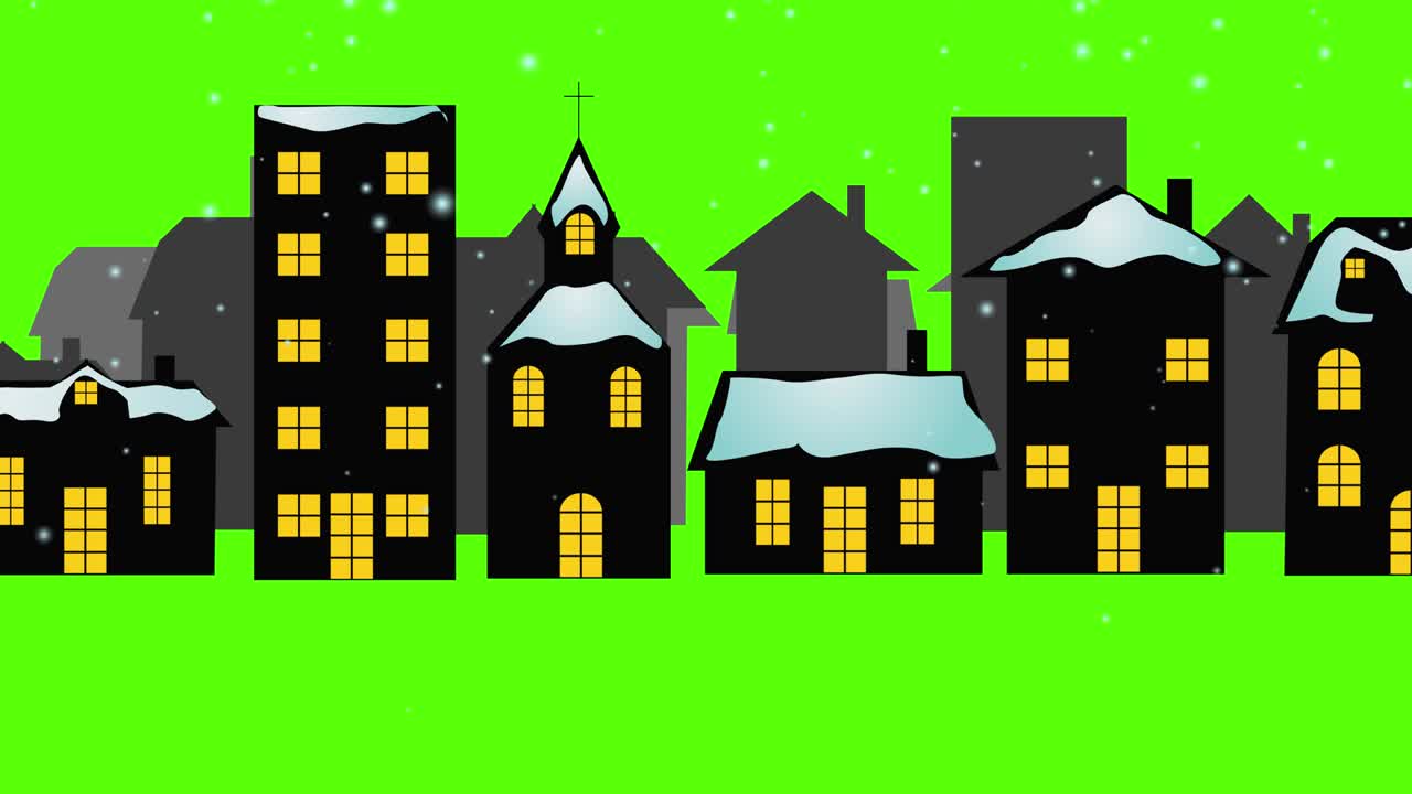 City Green screen Chroma key animation, seamless loop, night scene