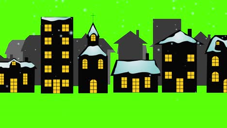 city green screen chroma key animation, seamless loop, night scene