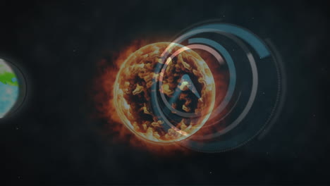 animación de sistemas solares, planetas y espacio sobre relojes que tiquetean