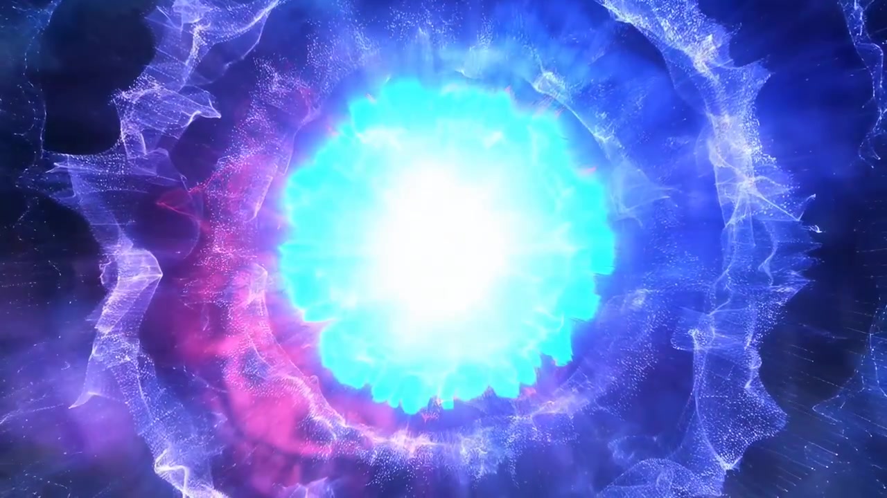Portale energetico astratto e luminoso con particelle di luce pulsanti