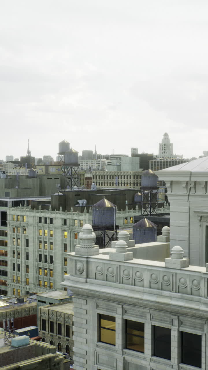 Urban skyline view showcasing architectural diversity in a bustling city