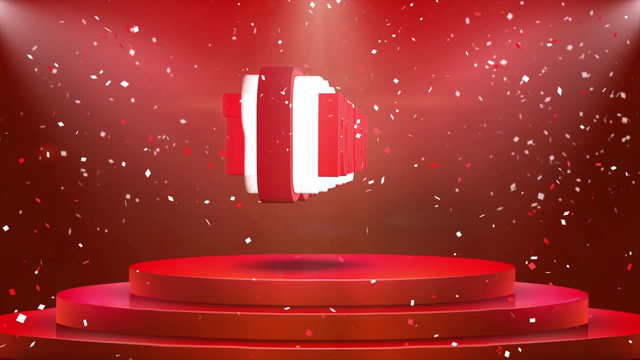 은 포디움에서 콘페티와 함께 임대 광고