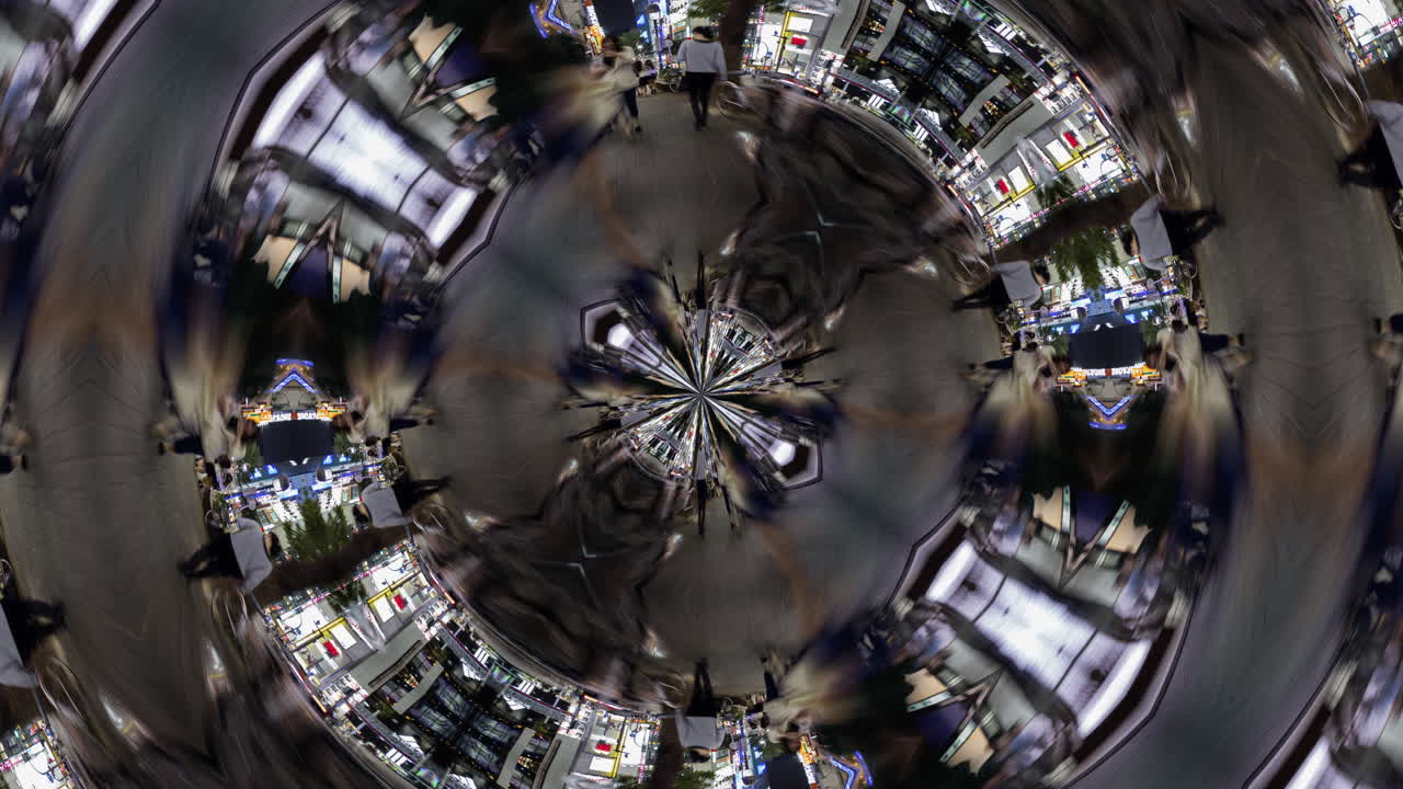 timelapse of tokyo city scene and skyline made into abstract fisheye tiny planet