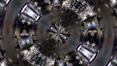 timelapse of tokyo city scene and skyline made into abstract fisheye tiny planet