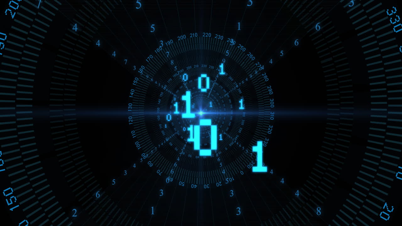 Animation of binary coding and data processing over scopes