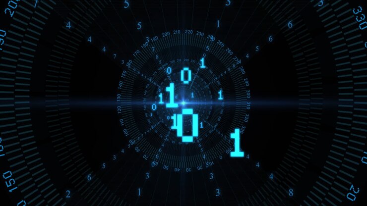 Animation of binary coding and data processing over scopes