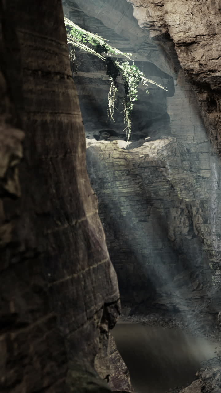 La luce splende attraverso un canyon a mezzogiorno, rivelando la bellezza della natura.