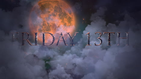 friday 13th with big yellow moon and mystical blue clouds in night