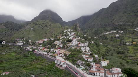 panoramic drone view of hermigua in santa cruz de tenerife near the roques pedro y petra