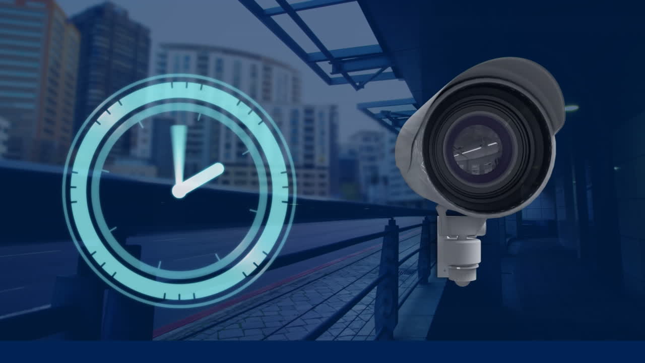 L'animazione digitale rappresenta il tempo accelerato e la sorveglianza su una banchina ferroviaria.