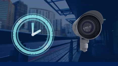 la animación digital representa el tiempo acelerado y la vigilancia en una plataforma de tren.