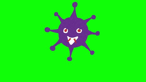 el virus de la corona dibujado a mano en pantalla verde. animación de bucle flotante